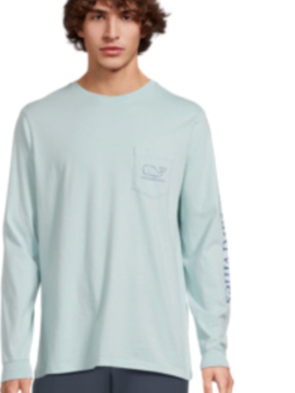 Vineyard Vines Men’s Pale Aqua Long-Sleeve Pocket Tee